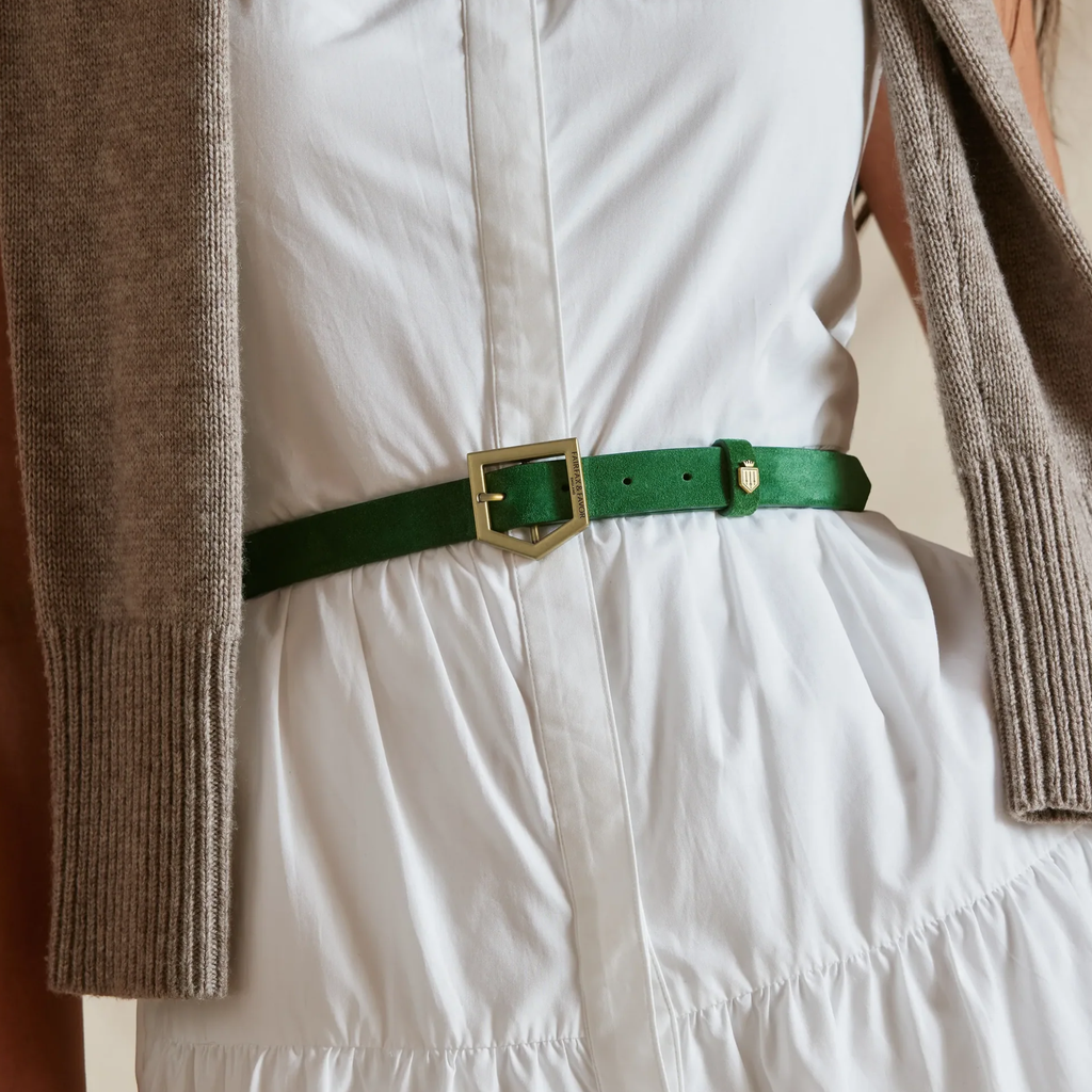 Fairfax and Favor Womens Sennowe Belt - Clover Green Suede