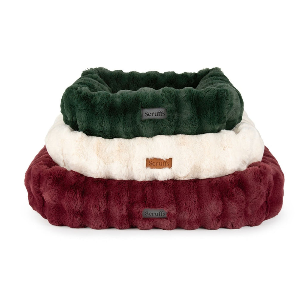 Scruffs Festive Fur Box Bed - Burgundy