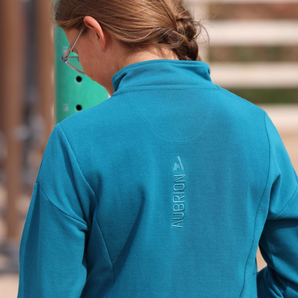 Aubrion React Young Rider Quarter Zip Sweater - Kingfisher