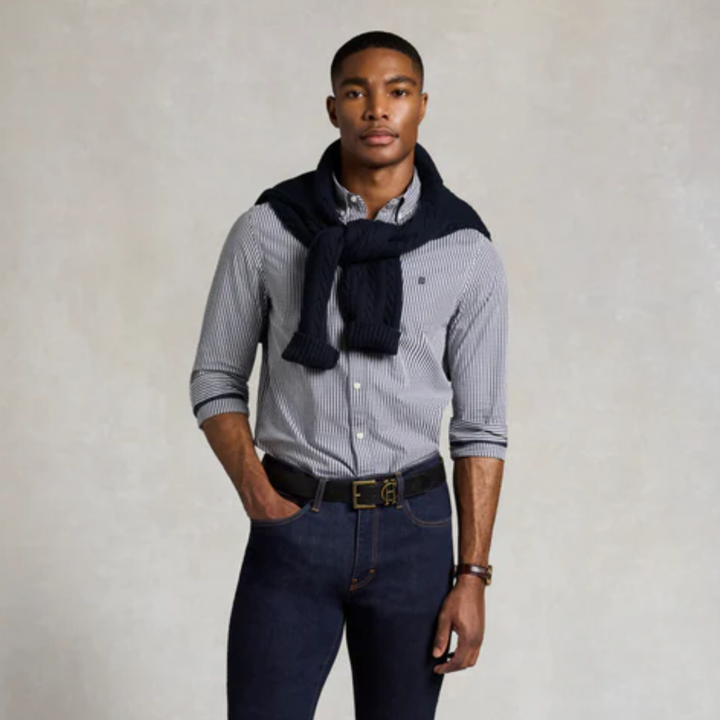 Holland Cooper Mens Slim Fit Button Down Shirt - Navy Gingham