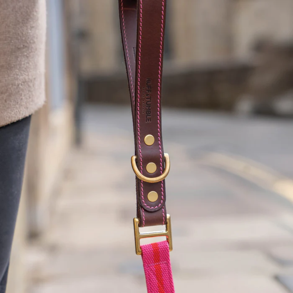 Ruff & Tumble Blakeney Leather Dog Lead - Fuschia