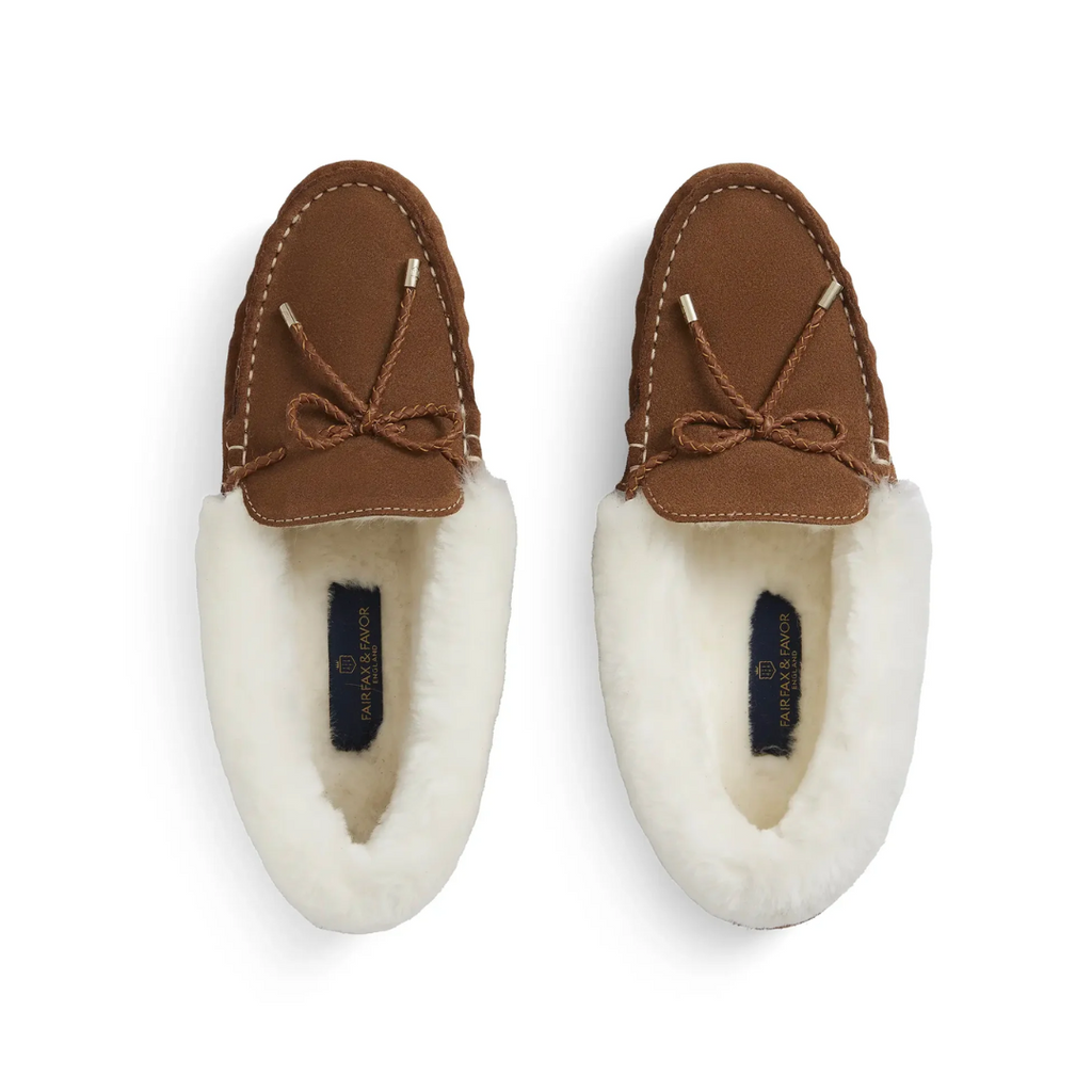 Fairfax and Favor Ladies Henley Shearling Lined Slipper - Tan