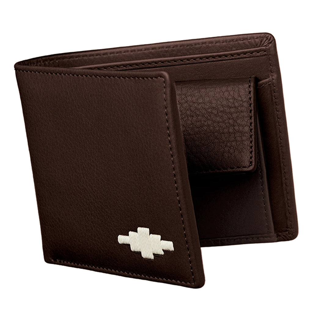 Pampeano Moneda Brown Leather Coin Wallet - Cream Stitch