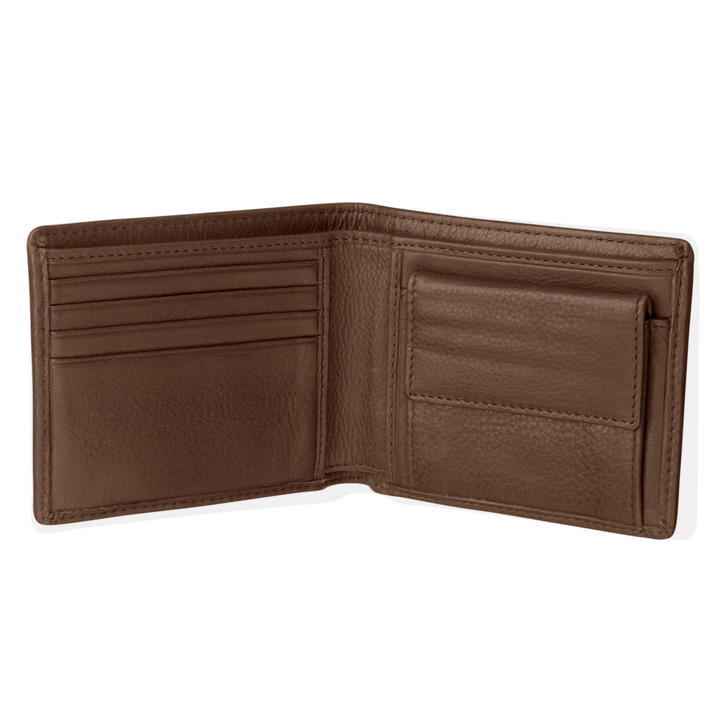 Pampeano Moneda Brown Leather Coin Wallet - Cream Stitch