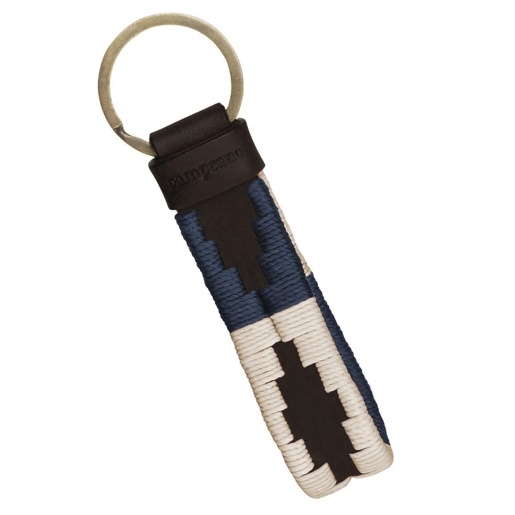 Pampeano Charro Brown Leather Loop Keyring - Brown/Navy/Cream