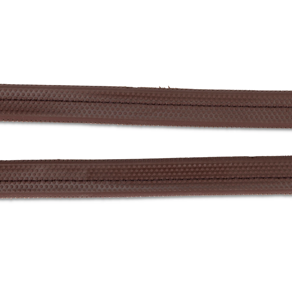 Lusso Nylon Insert Rubber Grip Reins - Havana