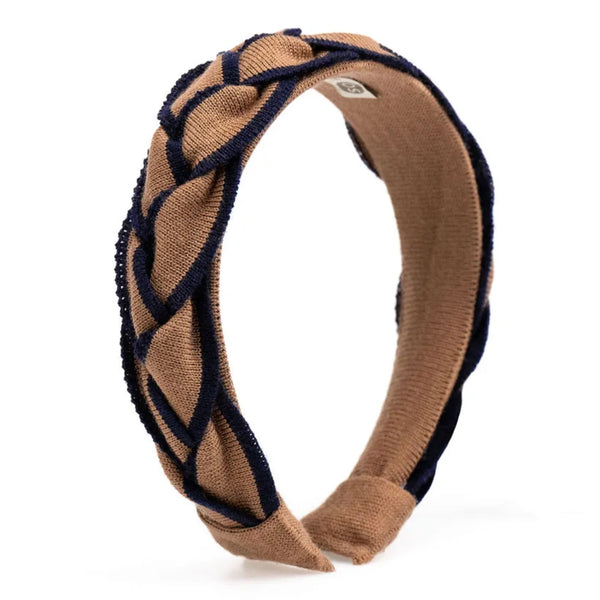 Waring Brooke Signature Plait Hairband - Tan/Navy