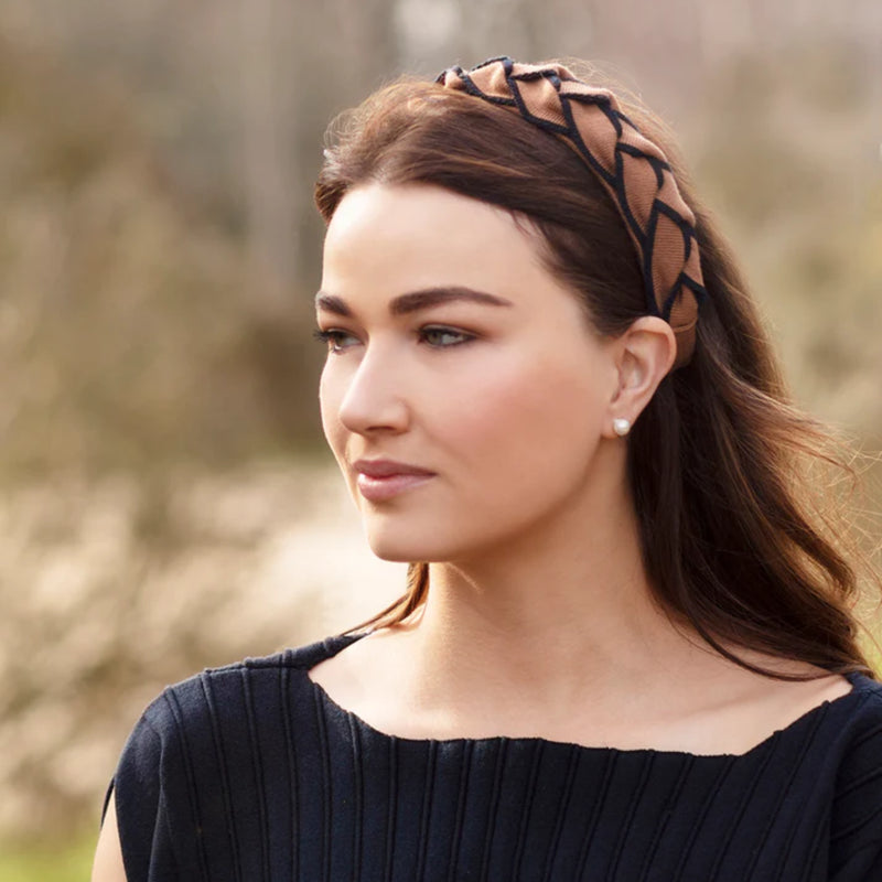 Waring Brooke Signature Plait Hairband - Tan/Navy