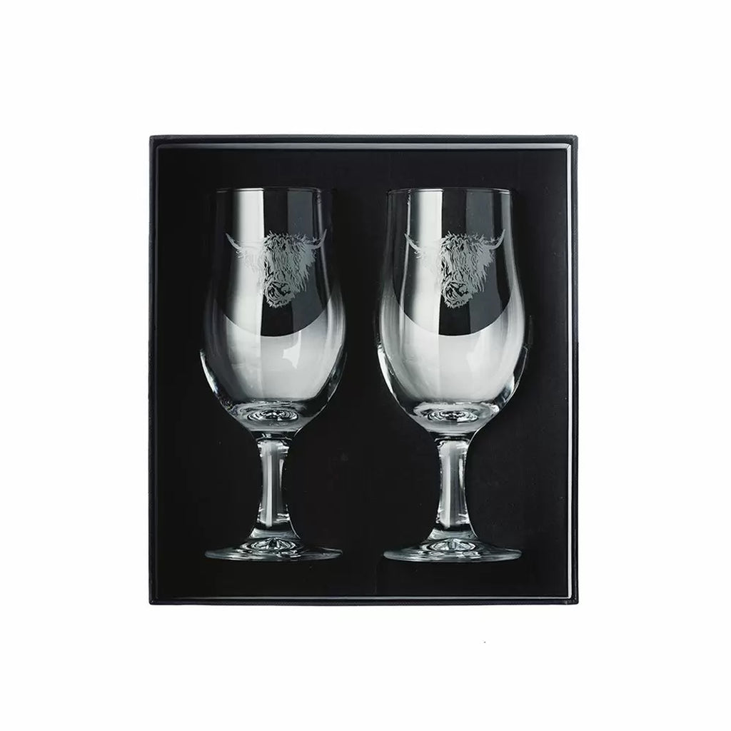 Selbrae House Highland Cow Beer Glasses
