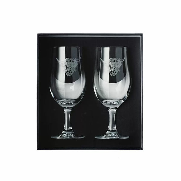 Selbrae House Highland Cow Beer Glasses