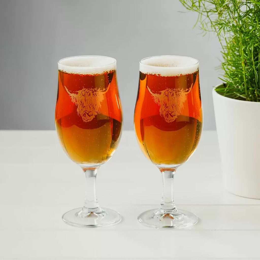 Selbrae House Highland Cow Beer Glasses