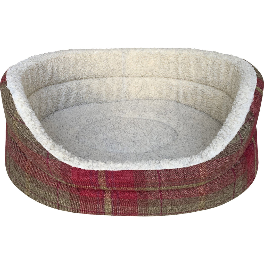 Hemmo and Co Country Check Oval Bed - RED