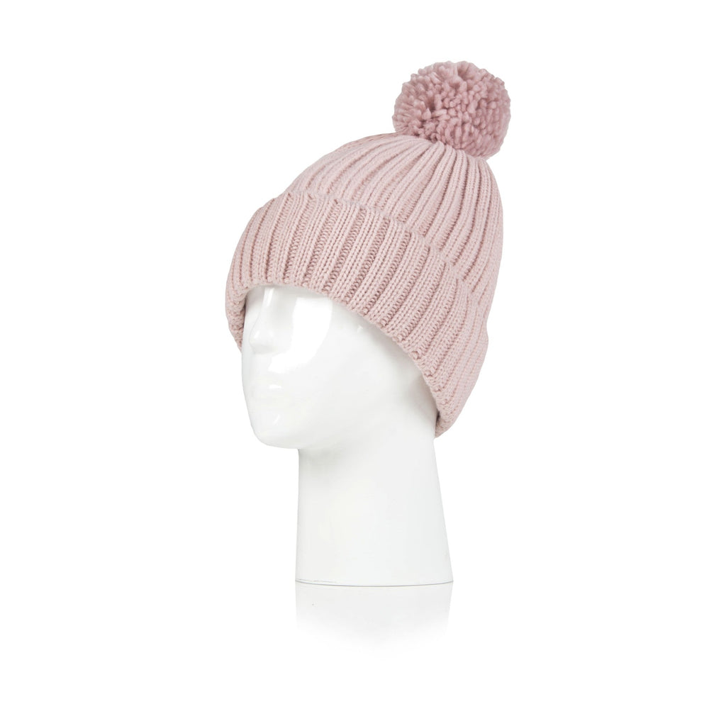 Heat Holders Ladies Arden Ribbed Pom Hat - Dusky Pink