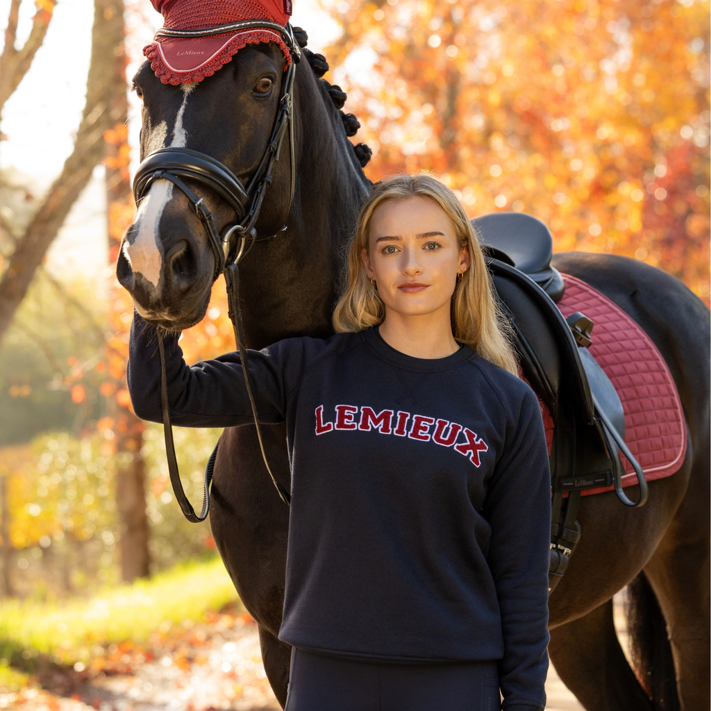 LeMieux Ladies Vida Varsity Crew Neck Sweat - Navy