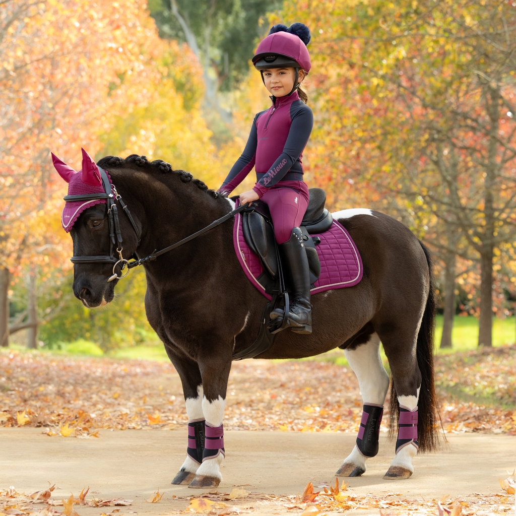 LeMieux Mini Double Pom Hat Silk - Blackberry