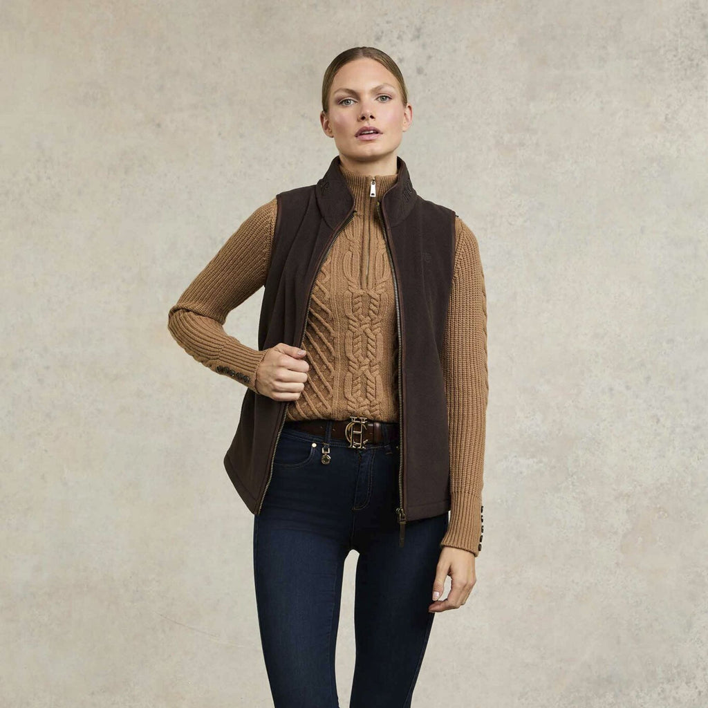 Holland Cooper Ladies Country Fleece Gilet - Chocolate