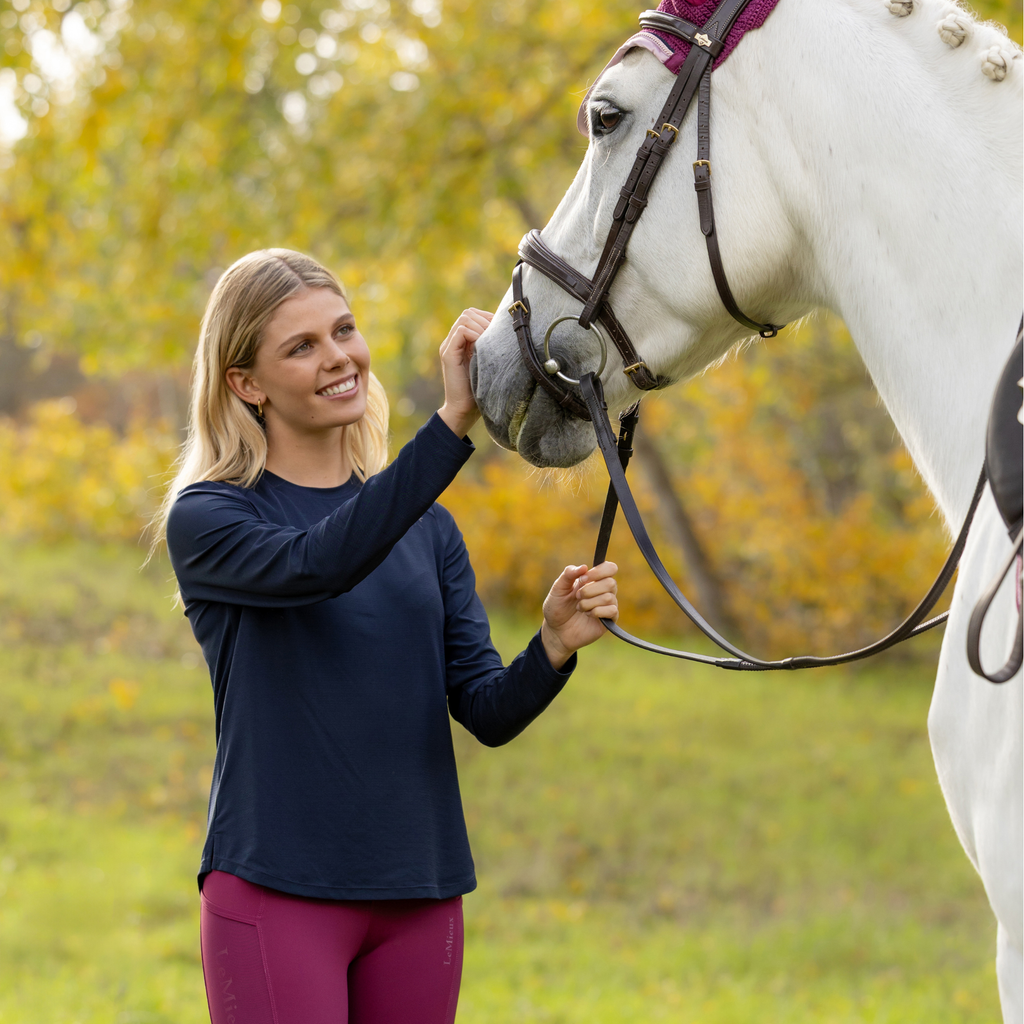 LeMieux Ladies Long Sleeve Sports Tee - Navy