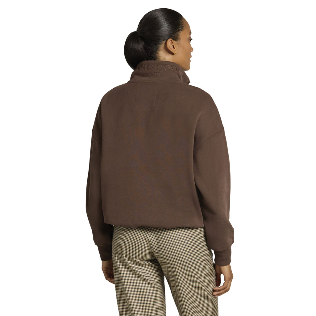 Holland Cooper Ladies Essential Relaxed Quarter Zip Sweat - Walnut