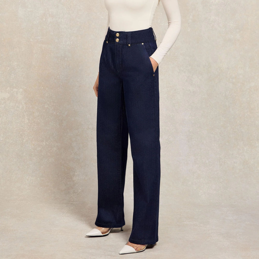 Holland Cooper Ladies Tailored Wide Leg Jean - Deep Indigo