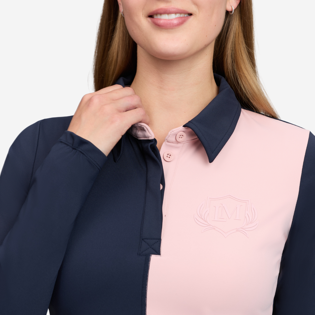 LeMieux Harlequin Rugby Shirt Base Layer - Petal/Navy