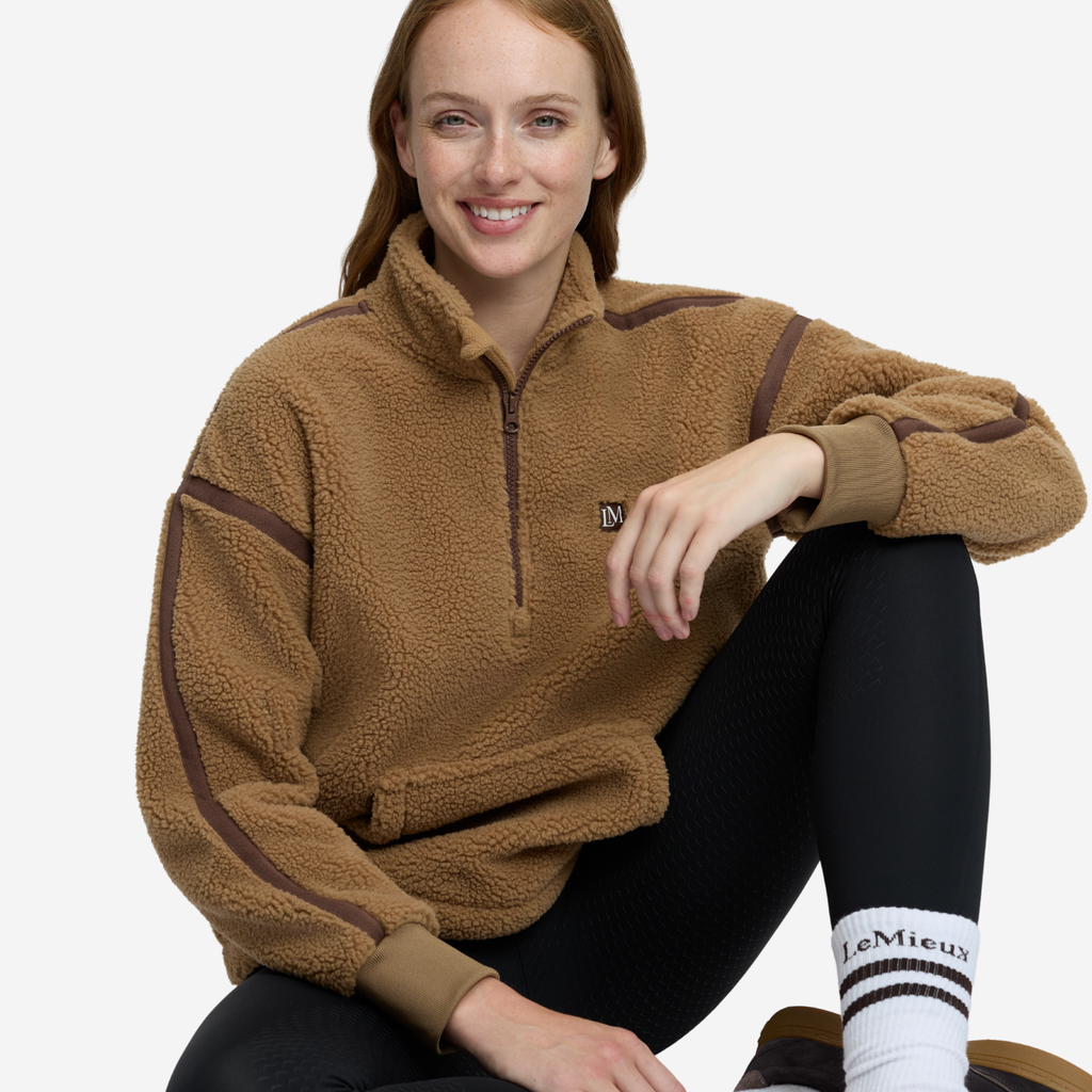 LeMieux Ladies Avery Teddy Quarter Zip Fleece - Caramel