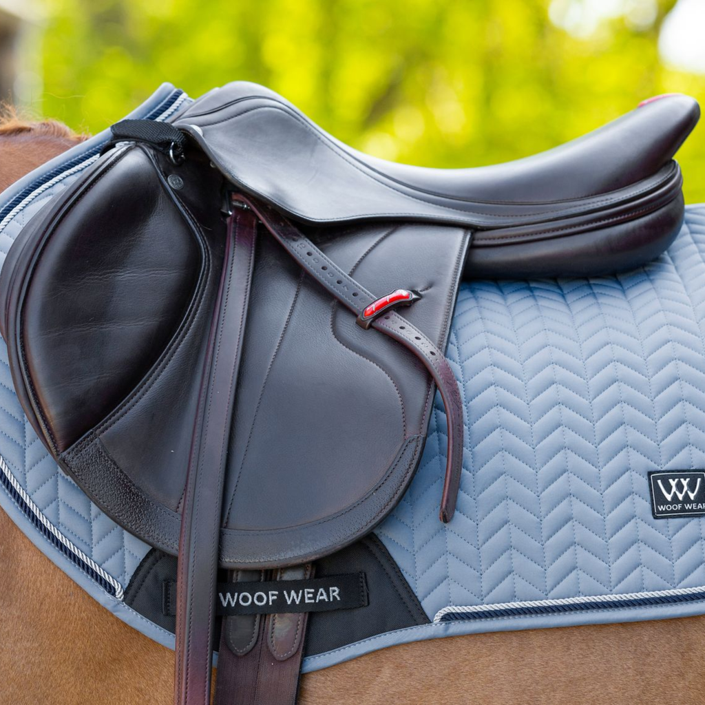 Woof Wear Herringbone Close Contact Saddle Pad - Steel Blue