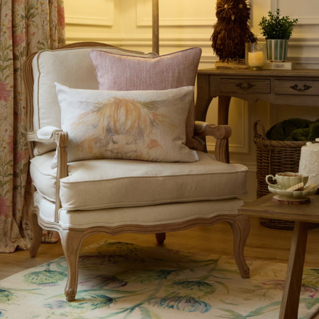 Voyage Maison Highland Coo Printed Cushion - Natural