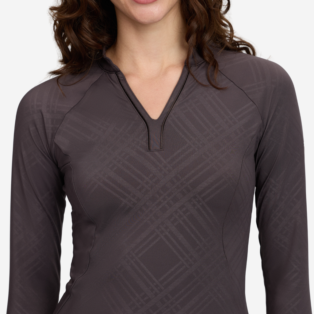 LeMieux Heritage Check Long Sleeve Base Layer - Cocoa