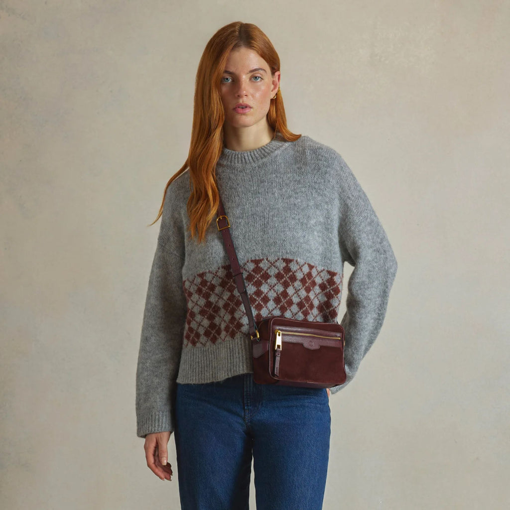 Fairfax & Favor Fulham Cross Body Bag - Port Suede