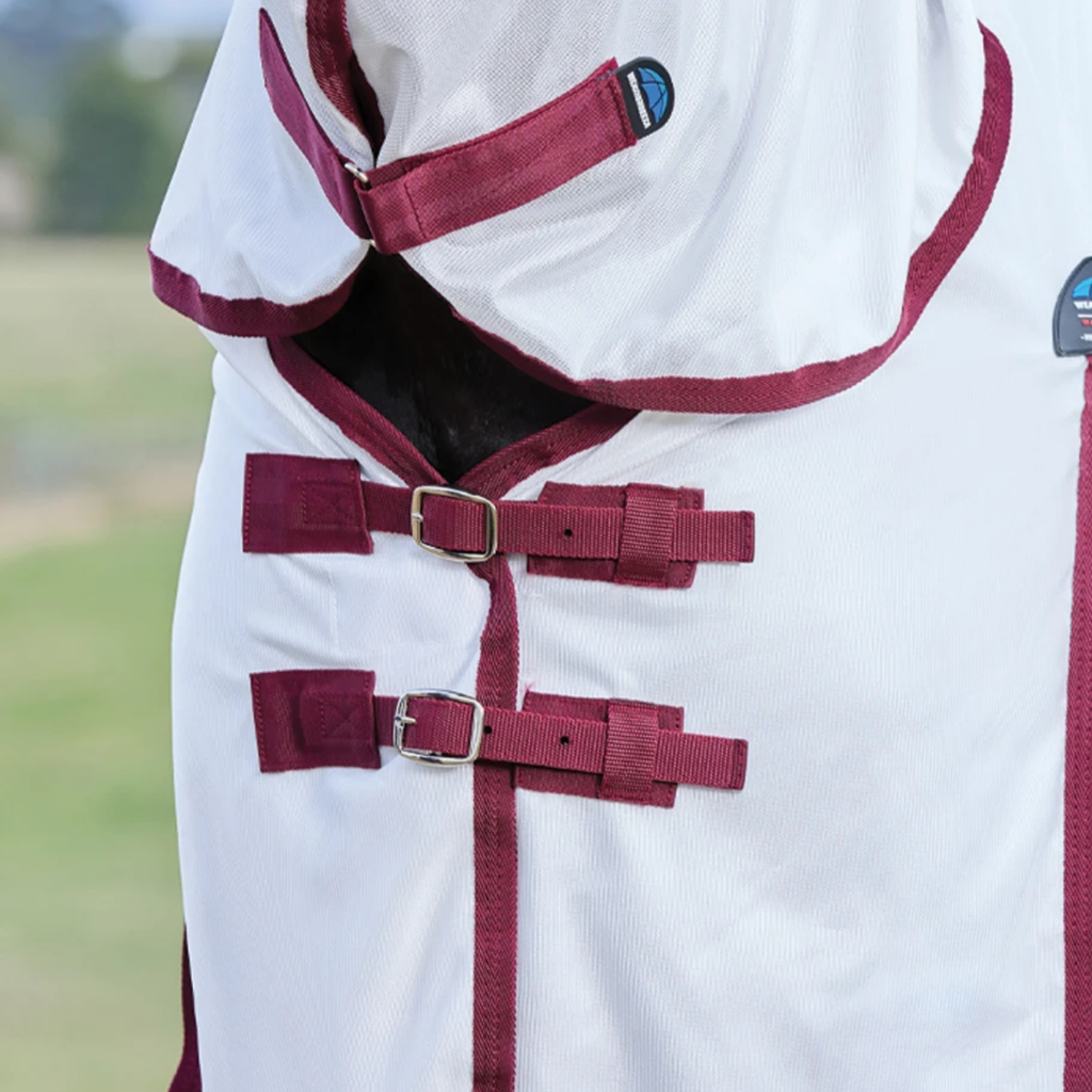 Weatherbeeta Comfitec Essential Fly Sheet Combo - White/Burgundy