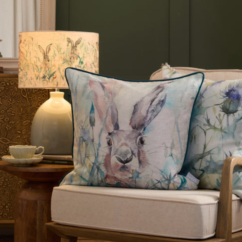 Voyage Maison Jack Rabbit Printed Piped Cushion - Blue