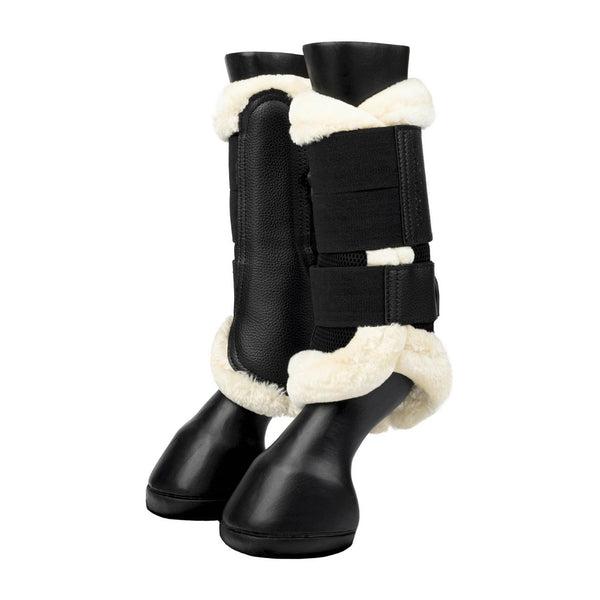 LeMieux Fleece Edged Mesh Brushing Boots - Black/Natural