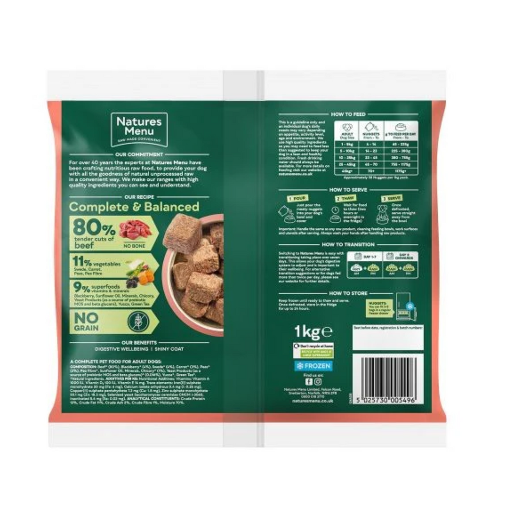 Natures Menu Tender Cuts of Beef Nuggets - 1kg