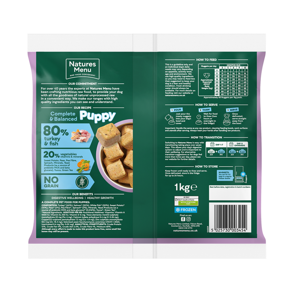 Natures Menu Turkey and Fish Puppy Nuggets - 1kg