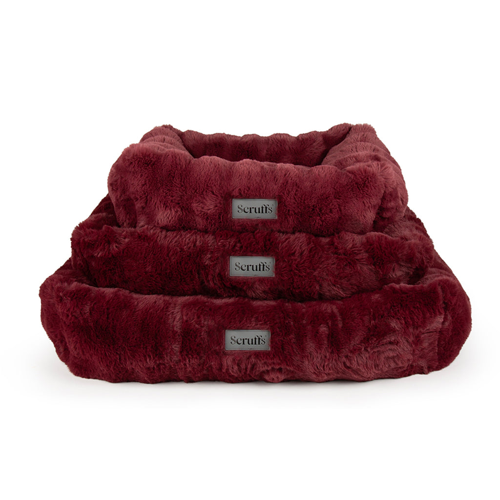 Scruffs Festive Fur Box Bed - Burgundy