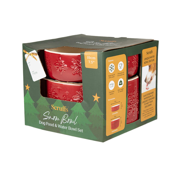 Scruffs Snow Bowl Food & Drink Bowl Gift Set - Burgundy