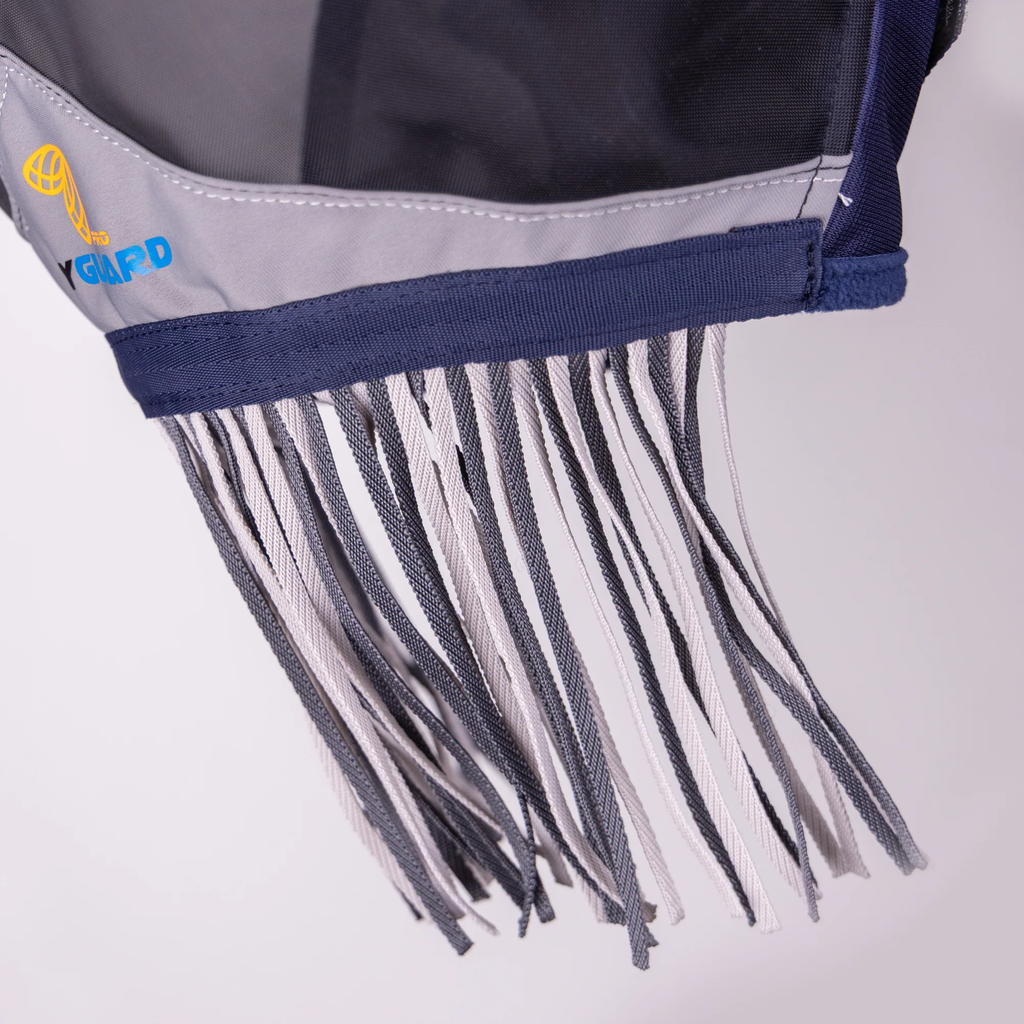 FlyGuard Pro Fine Mesh Fly Mask With Ears & Nose Fringe NAVY
