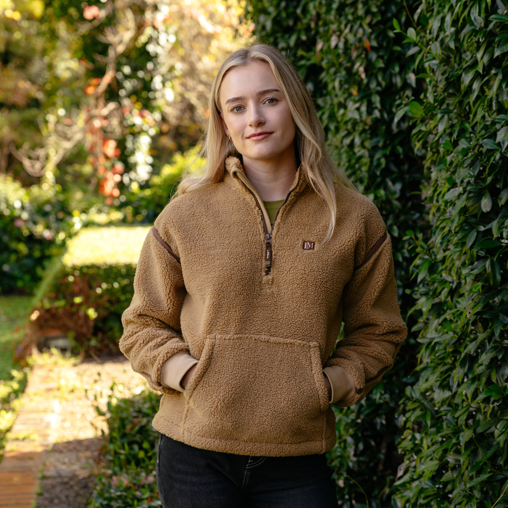LeMieux Ladies Avery Teddy Quarter Zip Fleece - Caramel