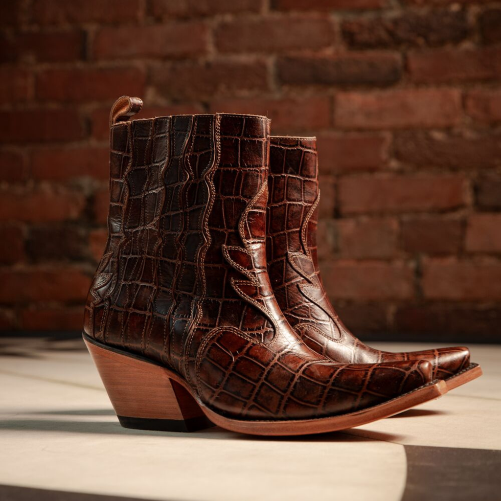 Ariat Ladies Jade Luxe Espresso Western Boot - Croc Print