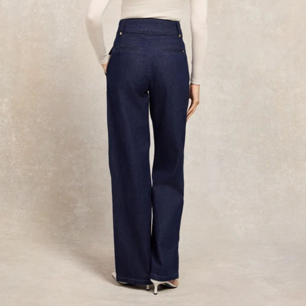 Holland Cooper Ladies Tailored Wide Leg Jean - Deep Indigo