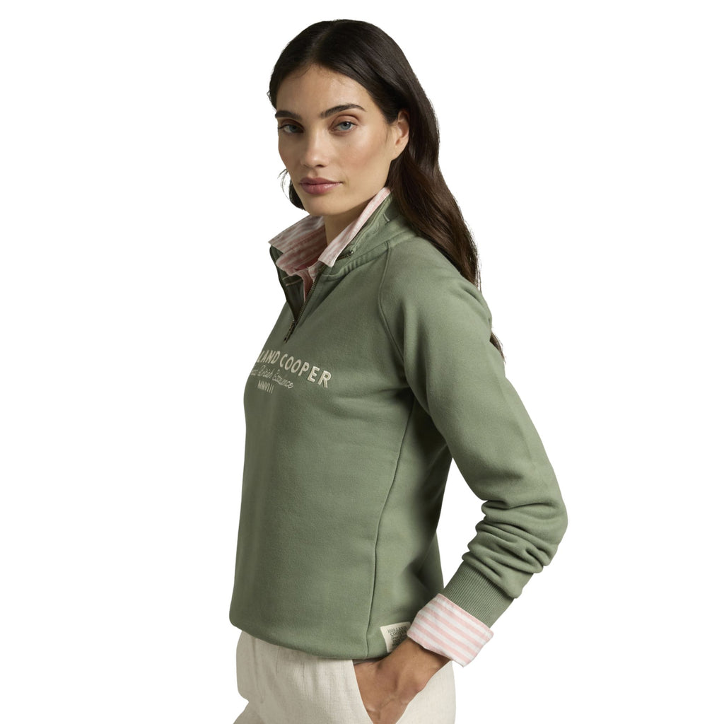 Holland Cooper Ladies Sporting Goods Zip Henley - Sage
