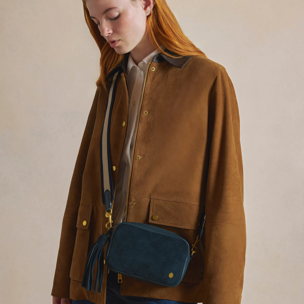 Fairfax & Favor Farnham Cross Body Bag - Teal Suede