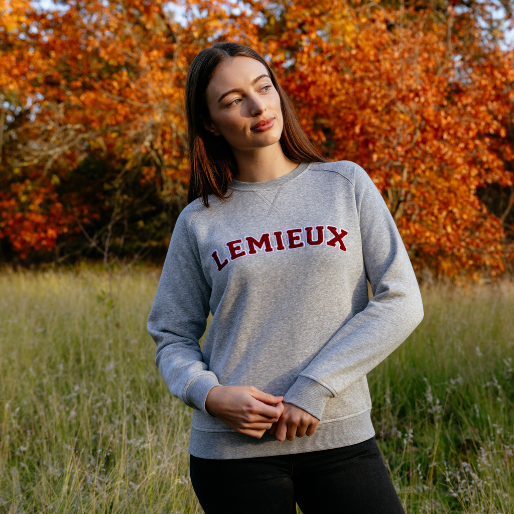 LeMieux Ladies Vida Varsity Crew Neck Sweat - Grey Marl
