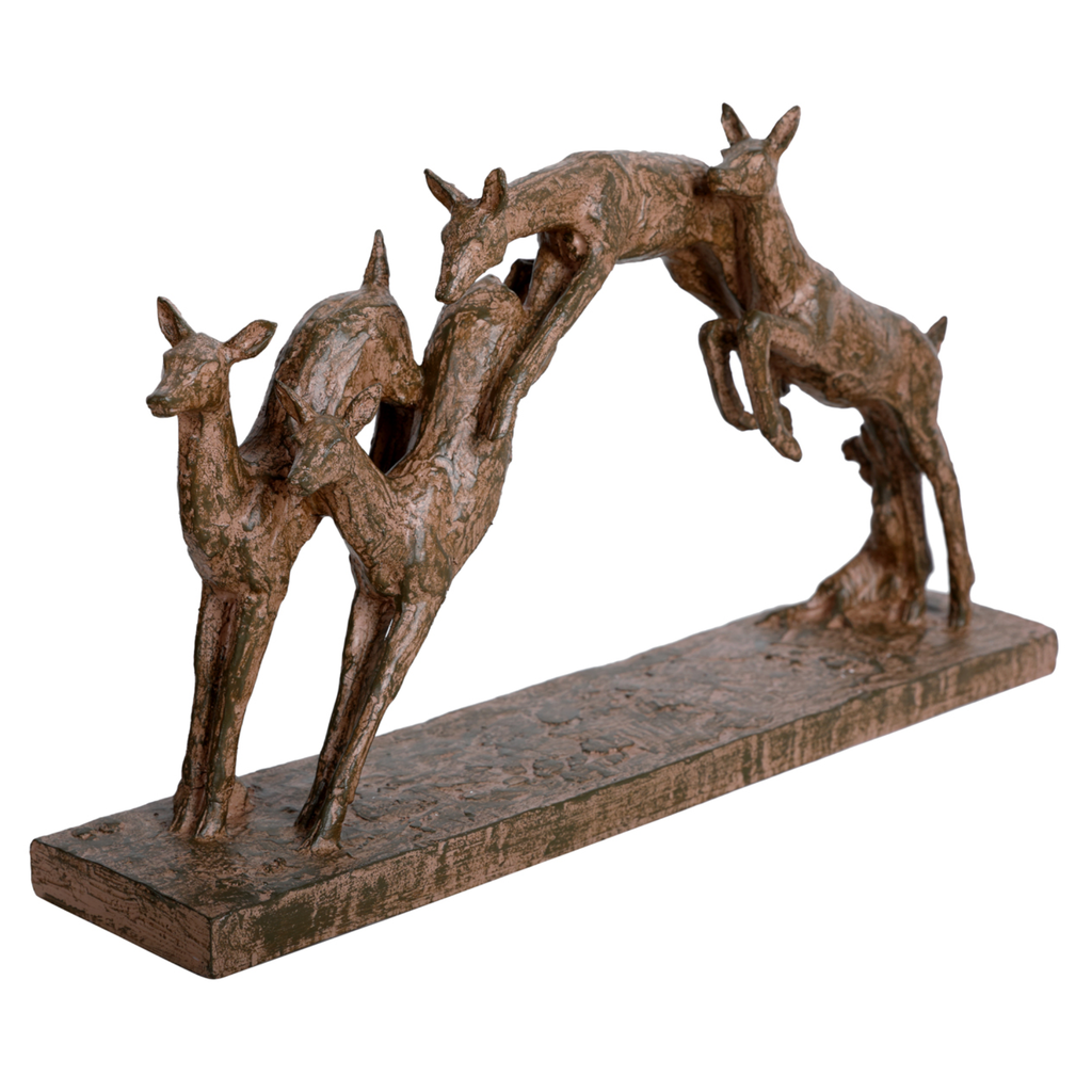 Rustic Woodland Leaping Fawns