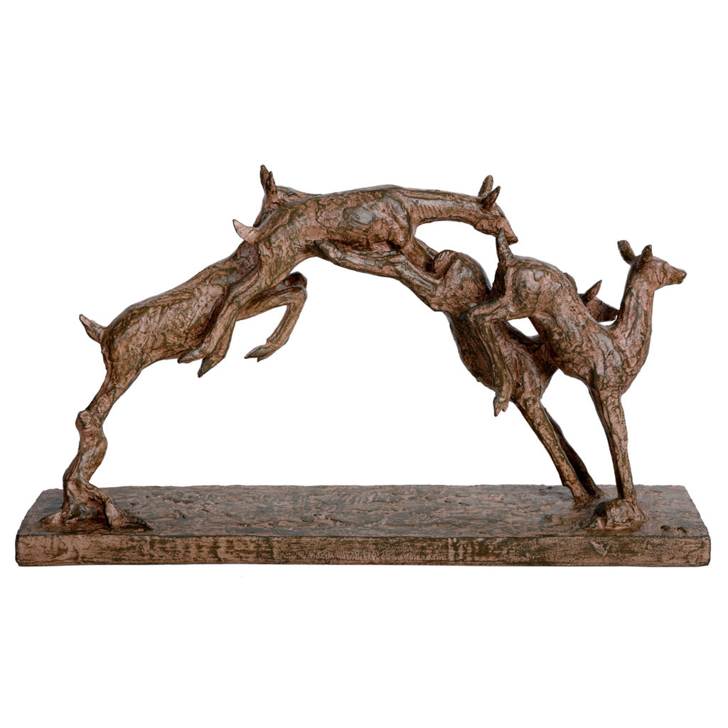 Rustic Woodland Leaping Fawns