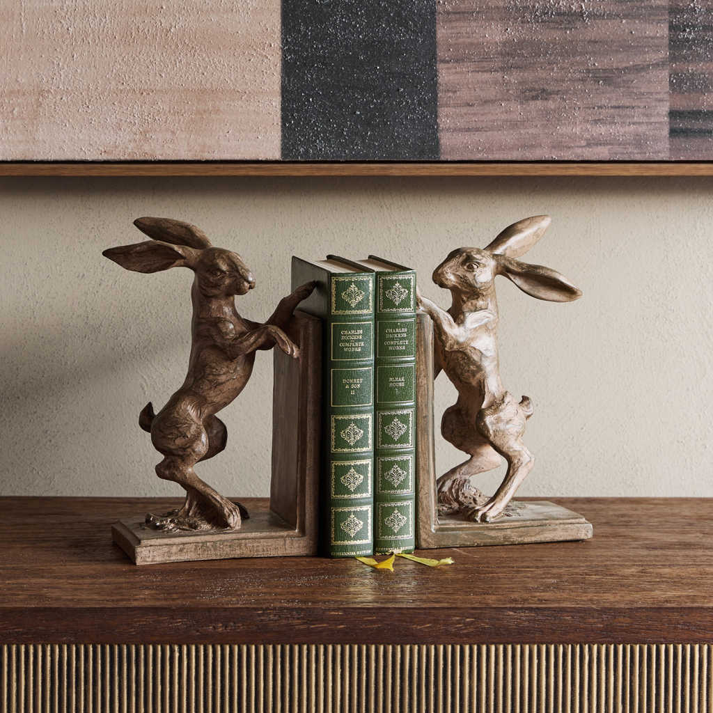 Hurrell Rustic Standing Hare Bookends
