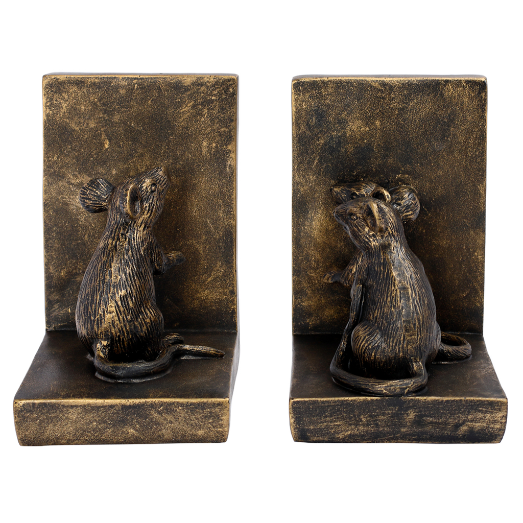 Pallino Antique Gold Mouse Bookends
