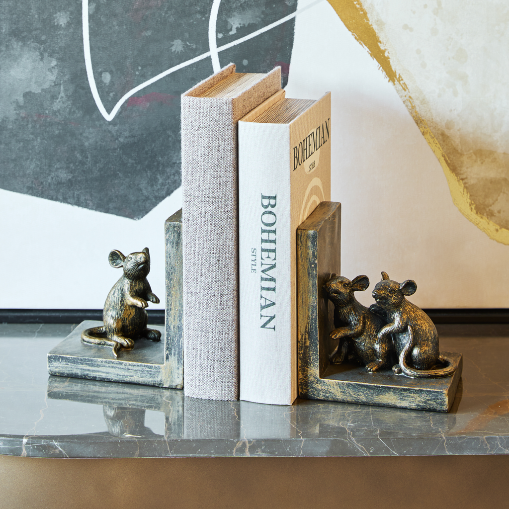 Pallino Antique Gold Mouse Bookends