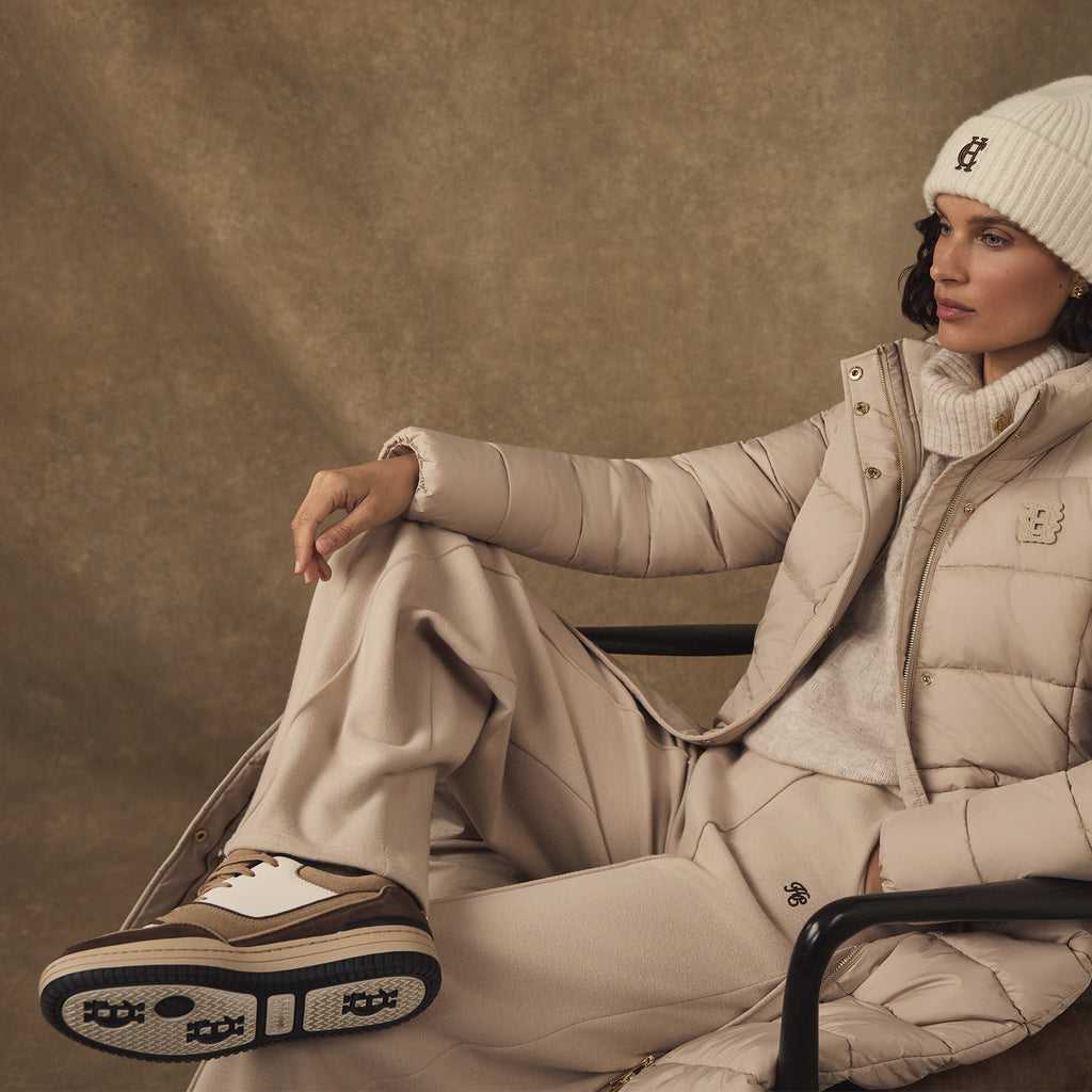 Holland Cooper Ladies Retro Trainer - Taupe Tan Nude