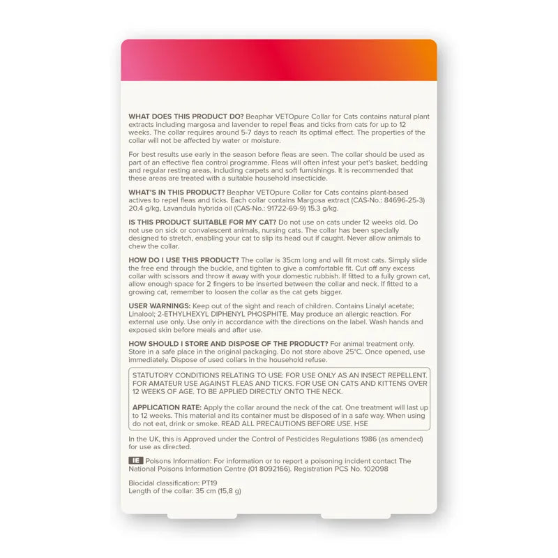 Beaphar VETOpure Flea Collar for Cats - 35cm